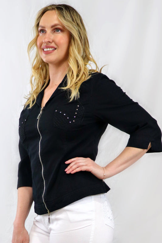 Cross Stitch Bling Jacket - Black