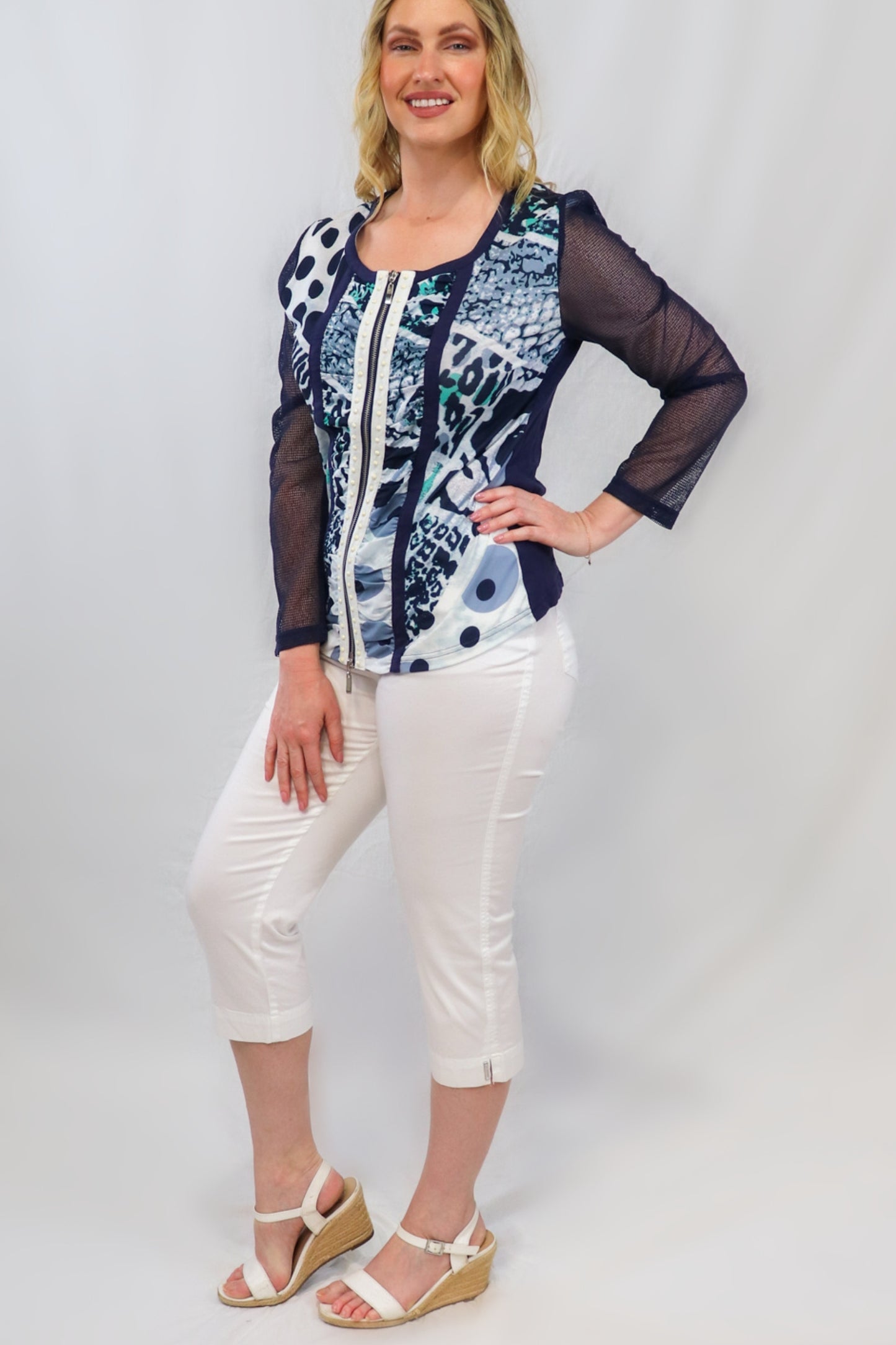 Silver Bar Cuff Capri - White