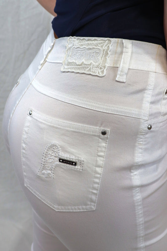 Silver Bar Cuff Capri - White