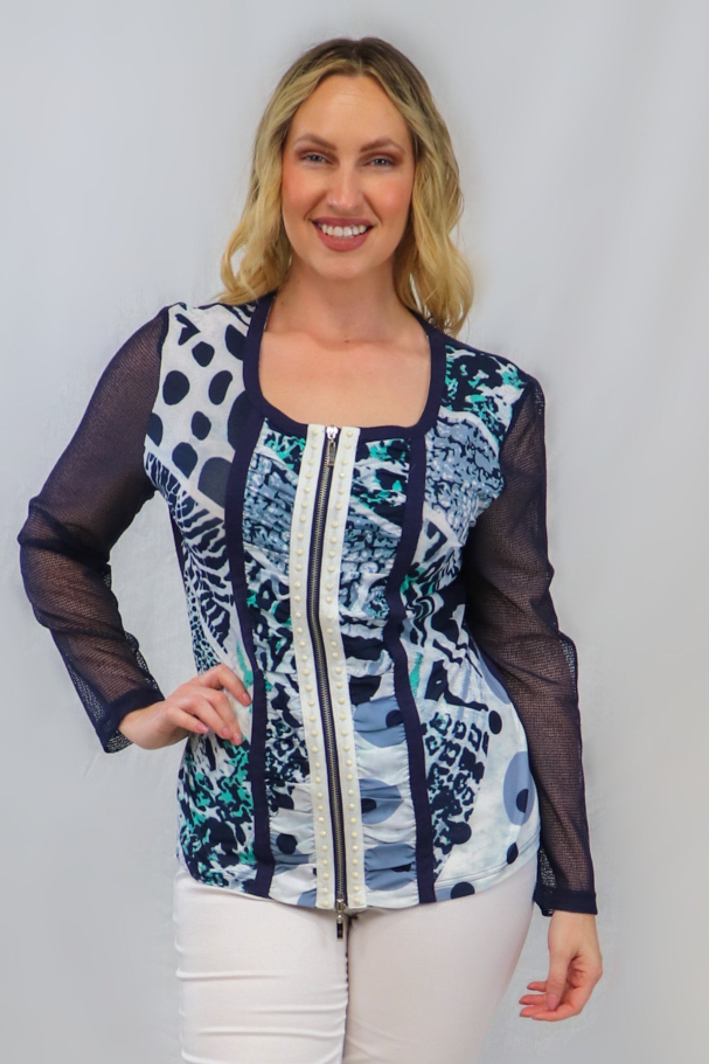 Print Jacket - Navy