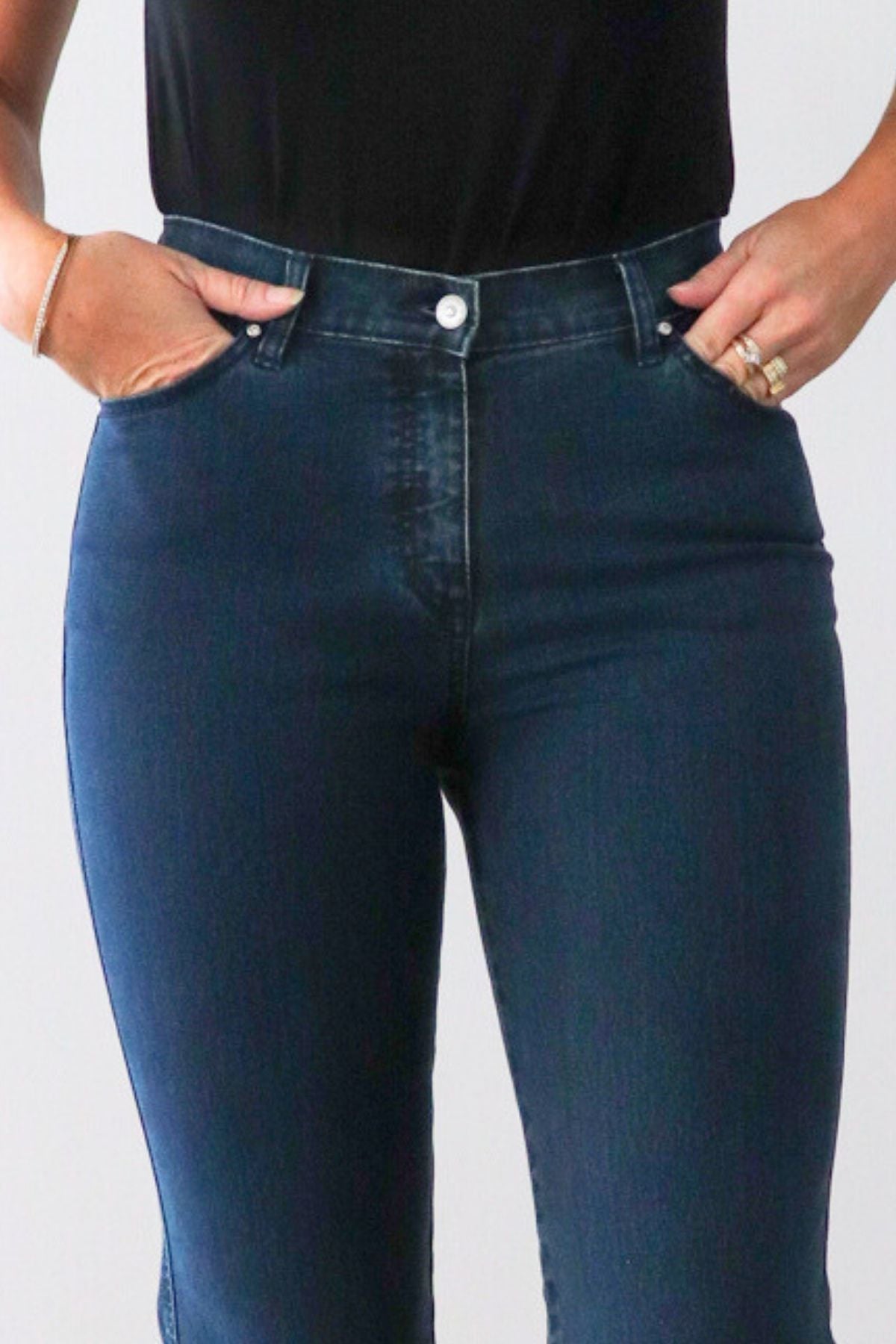 Applique Pocket Straight Leg Jeans - Denim