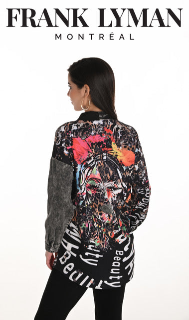 Frank Lyman Animal Print Long Sleeve Shirt