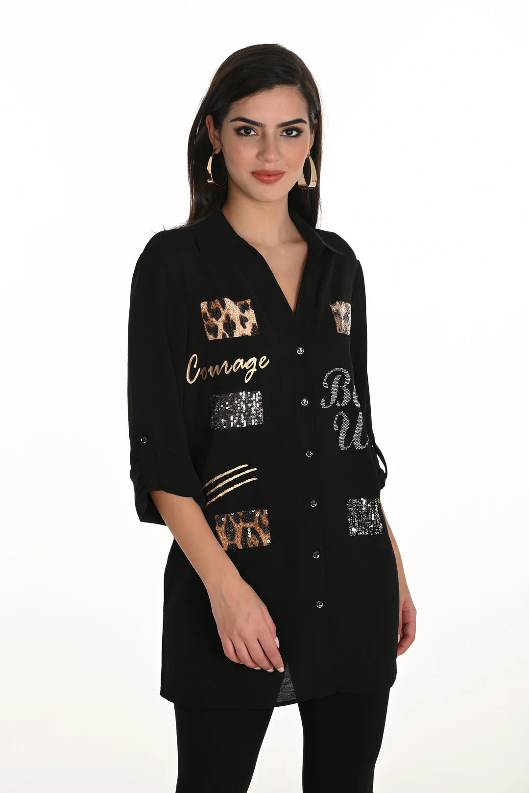 Frank Lyman Detail Shirt - Black