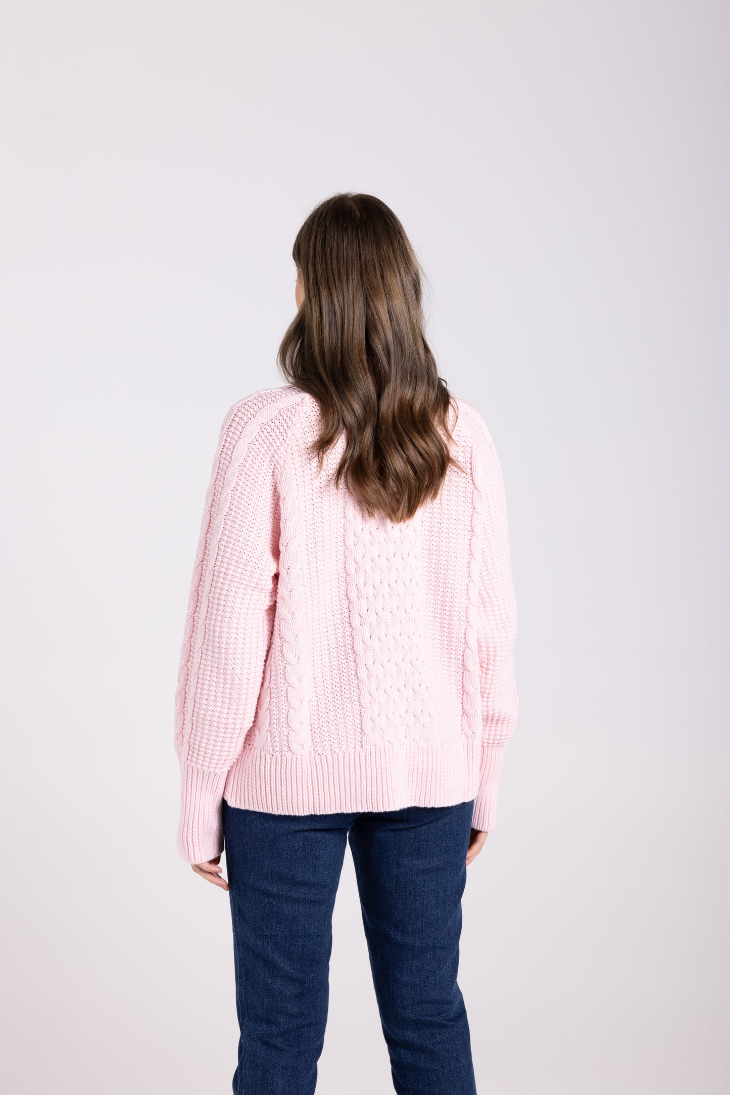 Two T's Cable Knit Sweater - Soft Pink