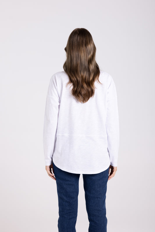Two T's Sequin Logo Top - White