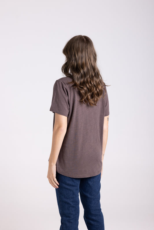 Two T's Sequin Logo Tee Shirt - Espresso