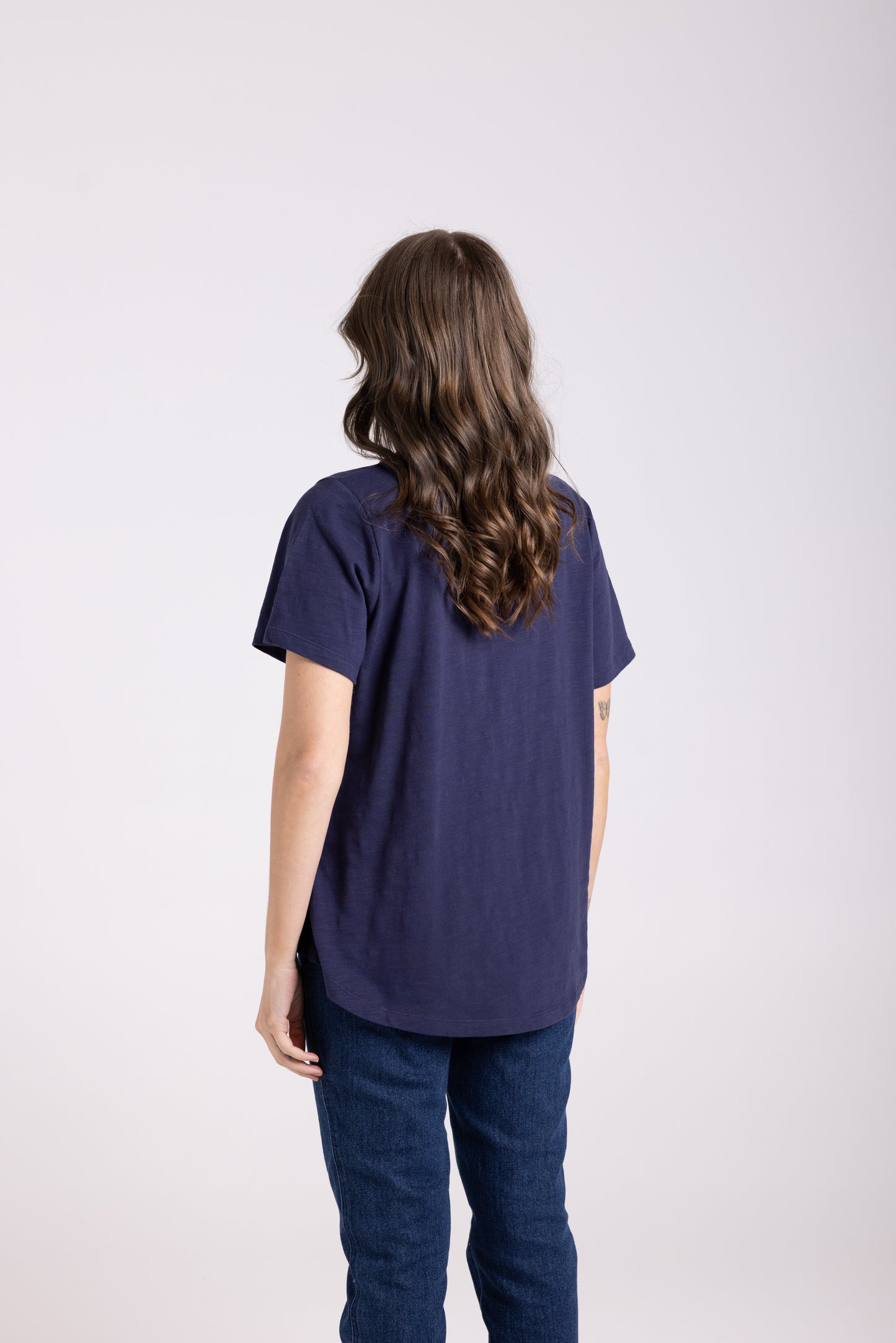Two T's Sequin Logo Tee Shirt - French Navy