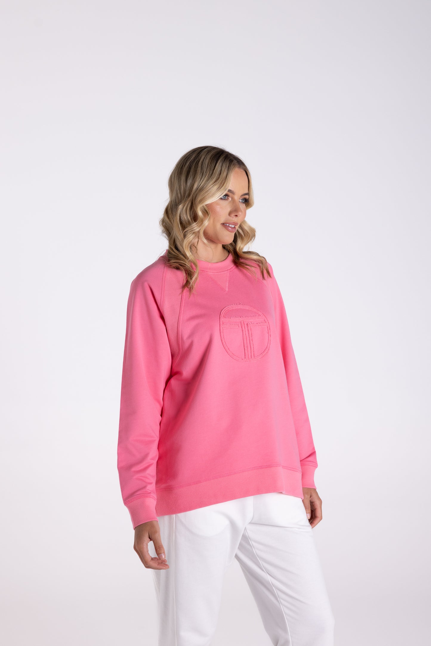 Two T's Raw Logo Sweater - Flamingo