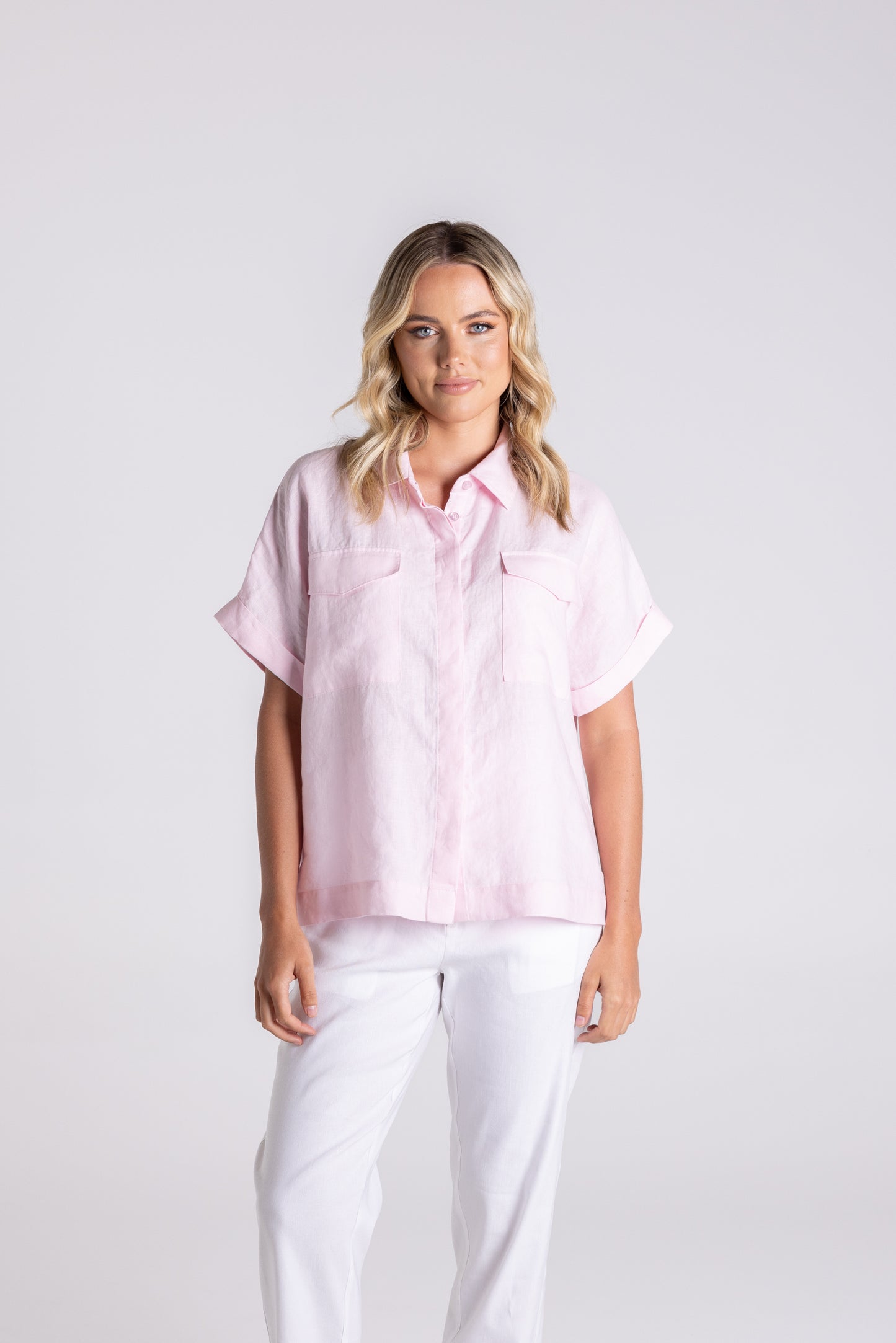 Two T's Oversized Linen Shirt - French Navy