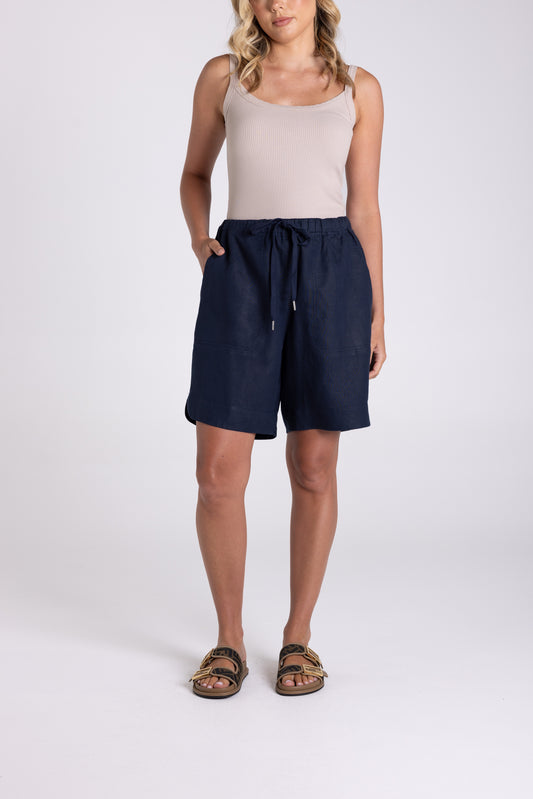 Two T's Linen Short - French Navy