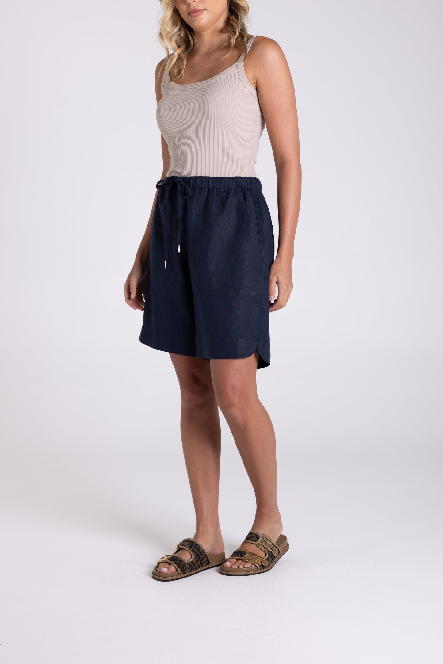 Two T's Linen Short - French Navy