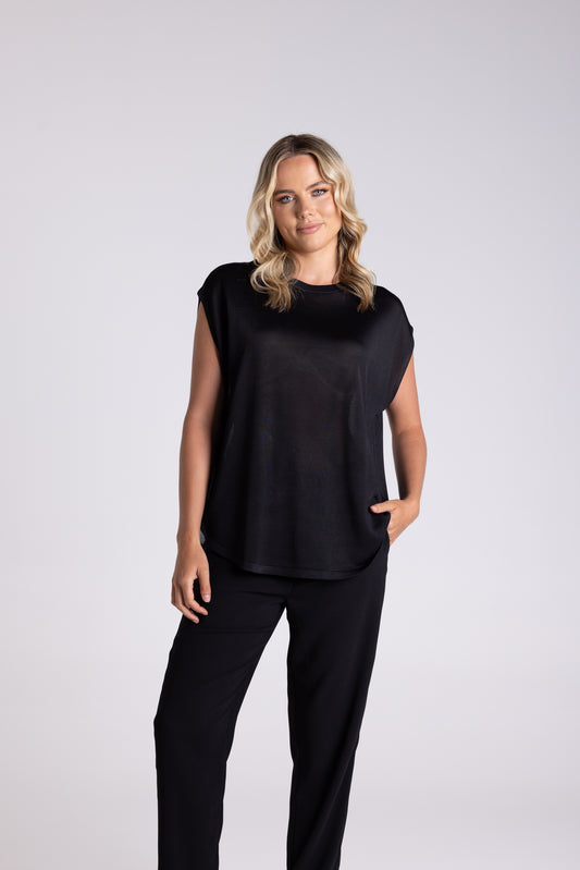 Two T's Oversized Top - Black