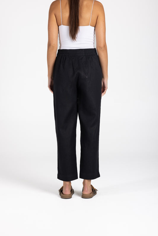 Two T's Linen 7/8 Pant - Black