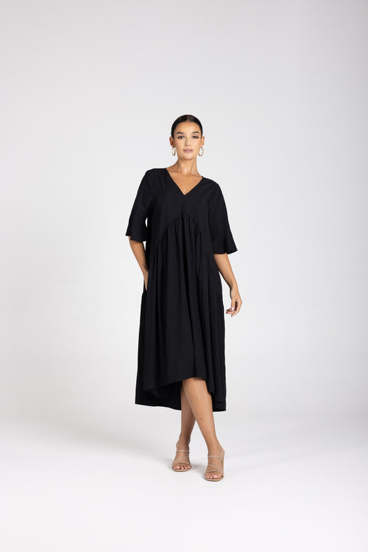 Two T's V-Neck Dress - Black