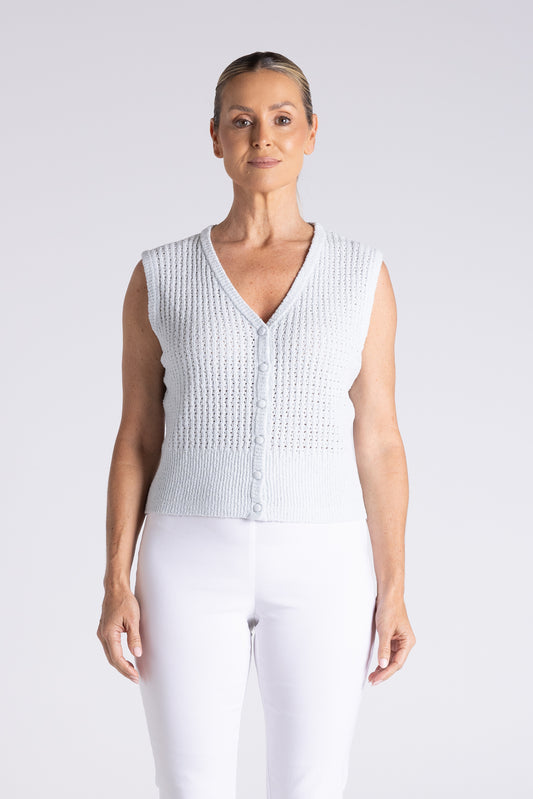 Two T's Boucle Knitted Vest - Seafoam