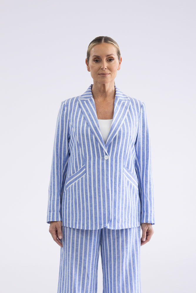 Two T's Amelia Stripe Blazer - Blue/White