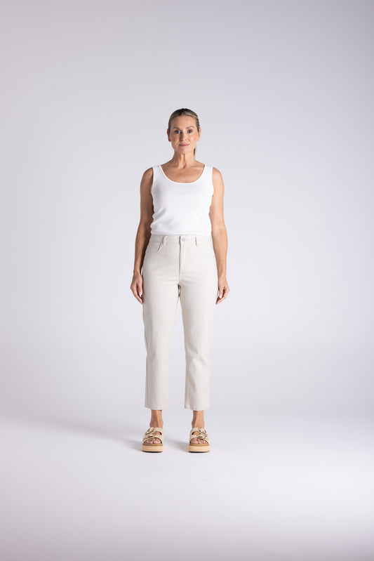 Two T's Mini Stripe Jean - Straw/White
