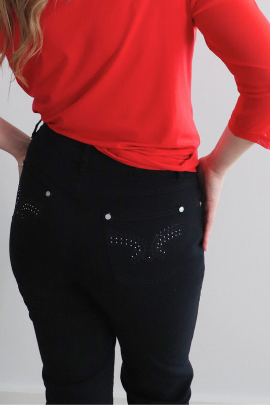 Bling Swirl Pocket Jeans - Black