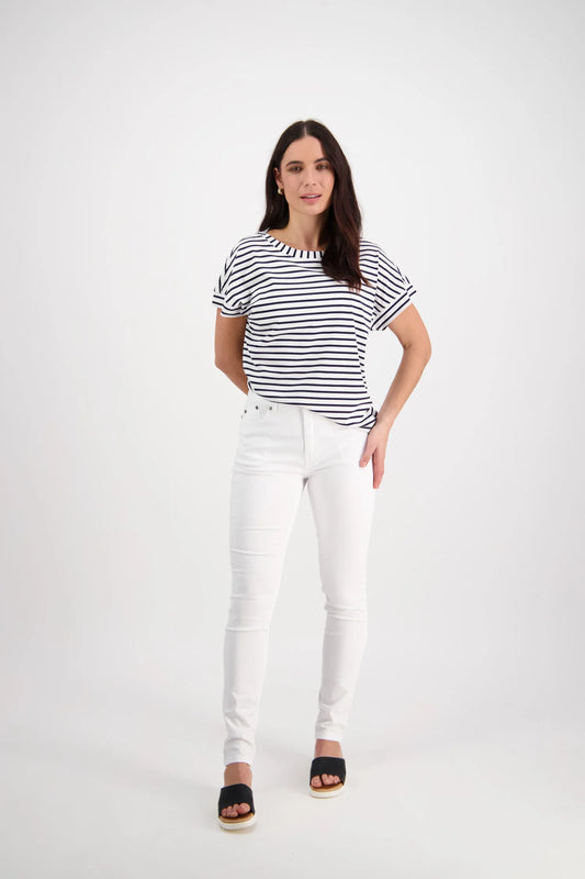 Vassalli Basket Weave Pocket Jeans - White