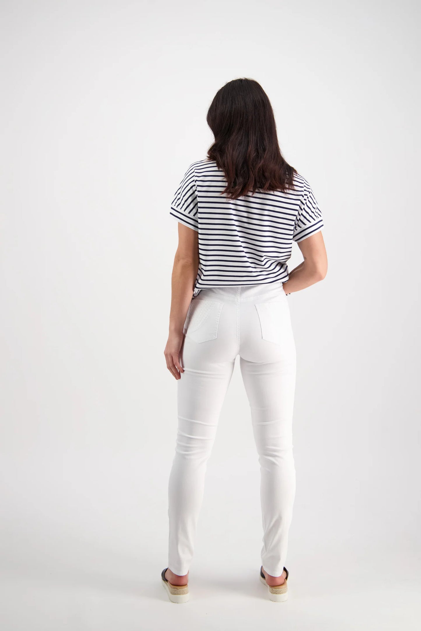Vassalli Basket Weave Pocket Jeans - White