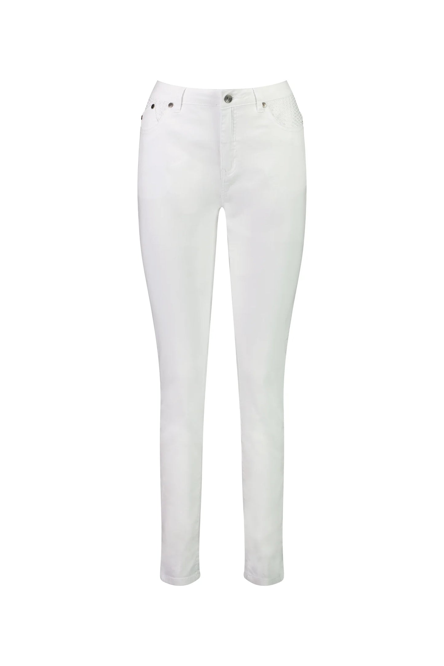 Vassalli Basket Weave Pocket Jeans - White