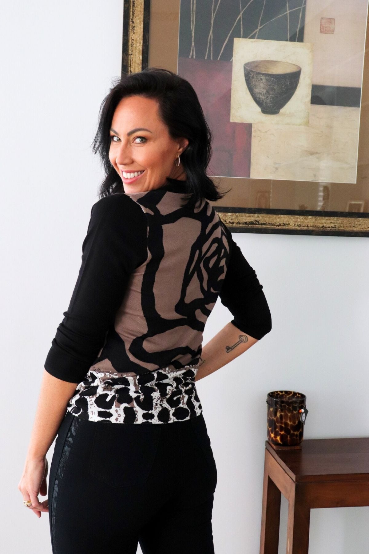 Print Knit Jacket - Black