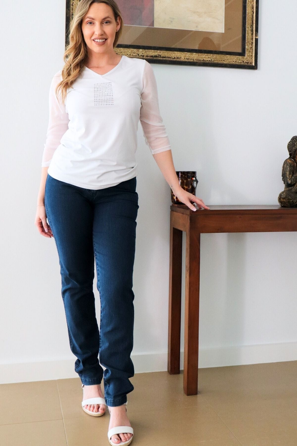 Stitch Bling Pocket Jeans - Denim