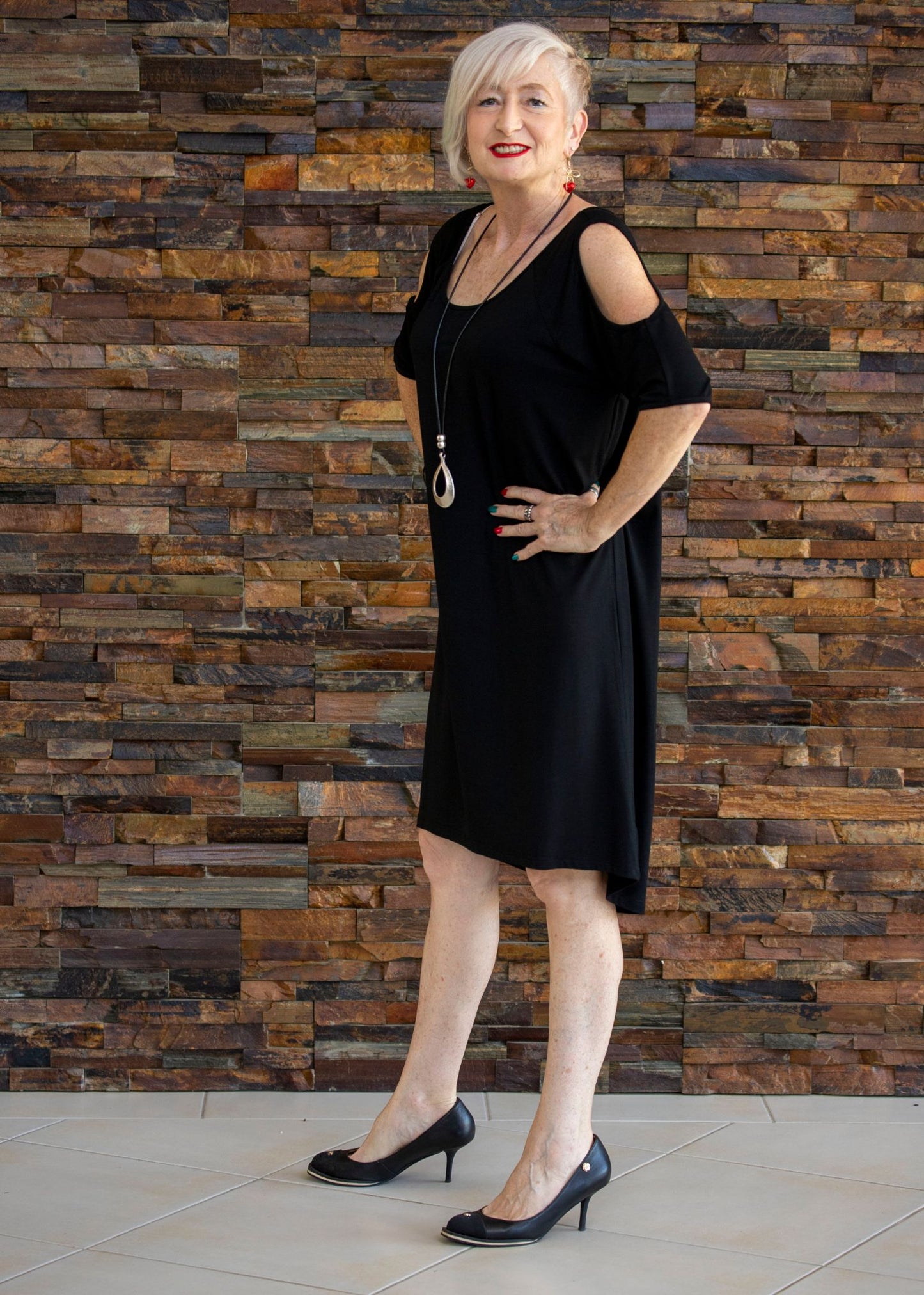 Cold Shoulder Dress - Red