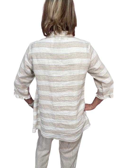 See Saw Frilled Neck Top - Natural