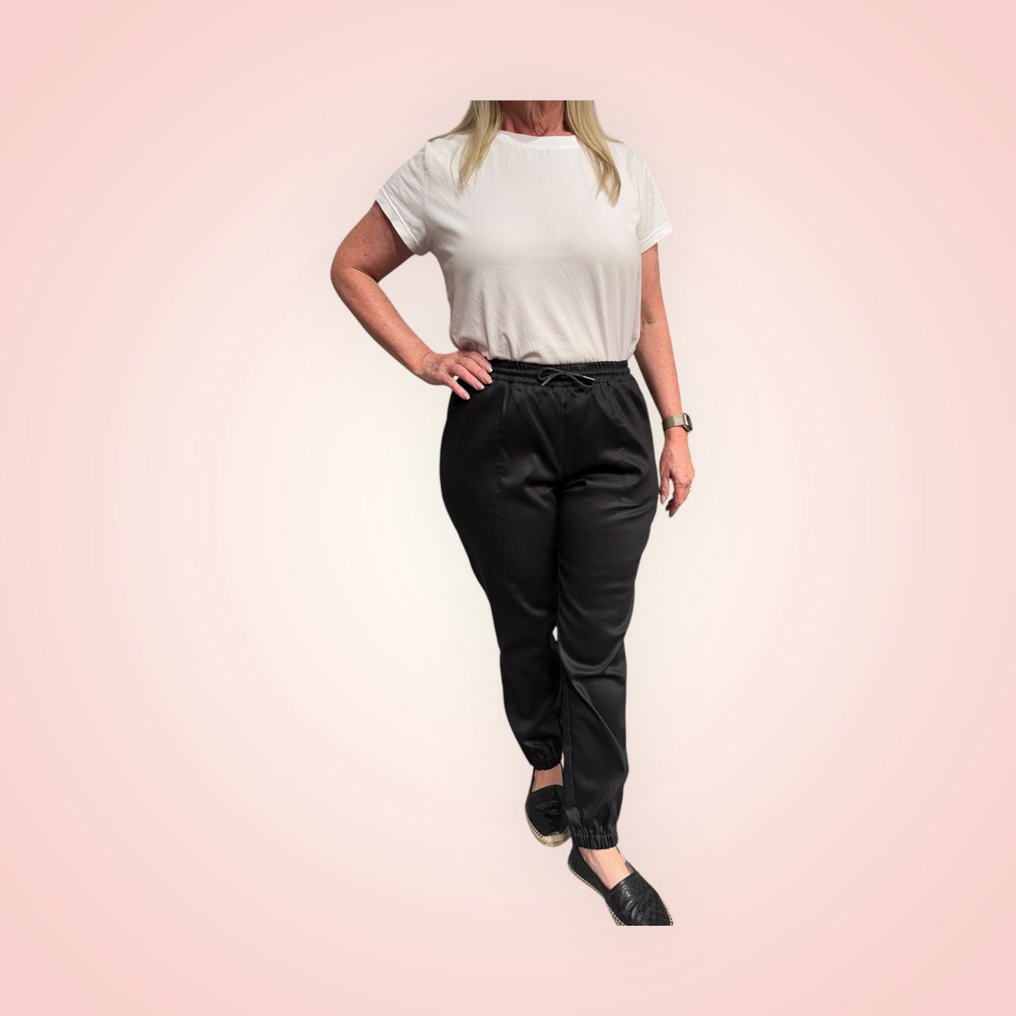 Ping Pong Elastic Waist Cargo Pant - Black