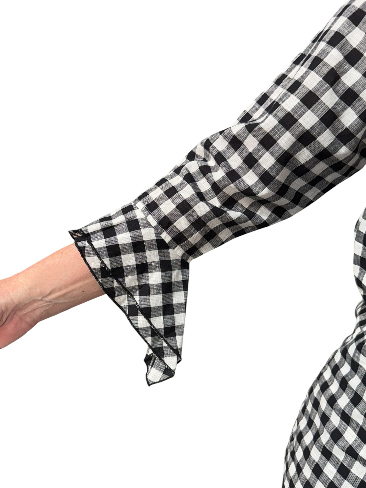 See Saw Ruffle Check Shirt - B/W