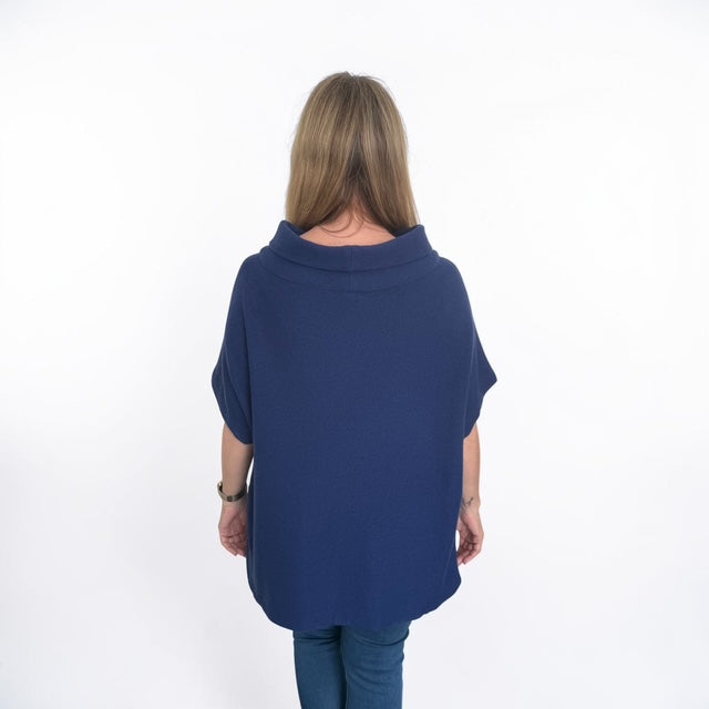 See Saw Cowl Neck Knit Top - Navy