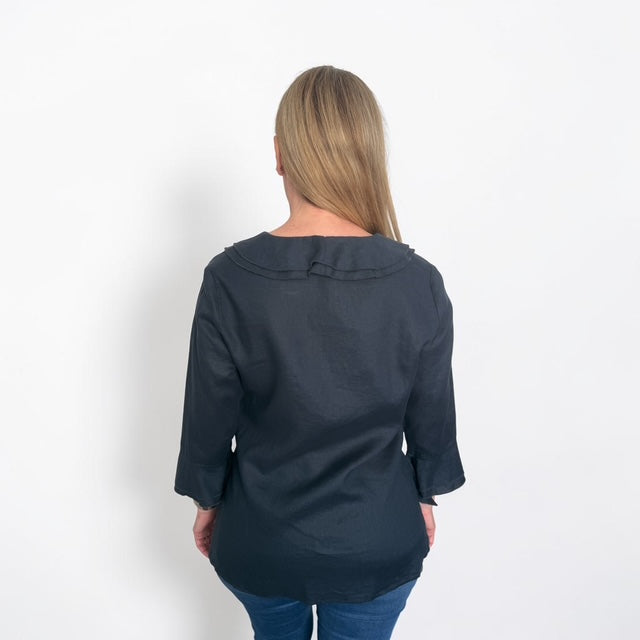 See Saw Ruffle Shirt - Navy