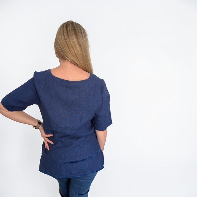 See Saw Textured Tiered Top - Navy