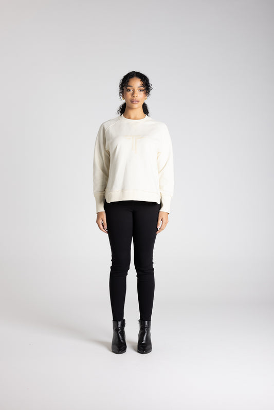 Two T's Raw Logo Sweater - Ivory