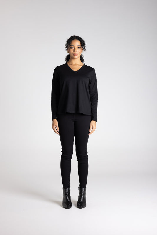 Two T's V Neck Top - Black