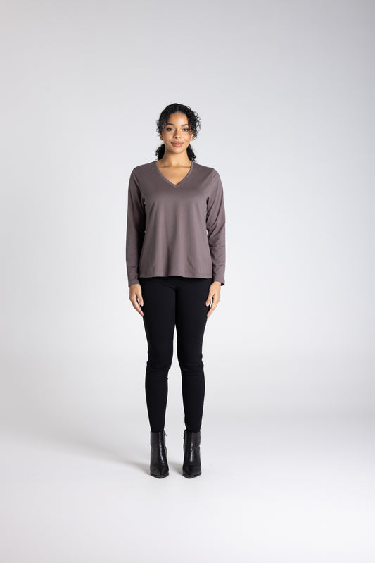 Two T's V Neck Top - Slate