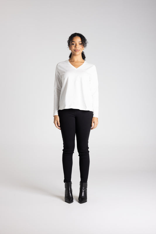 Two T's V Neck Top - White