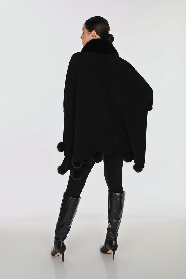 Frank Lyman Relaxed Fit Poncho - Black