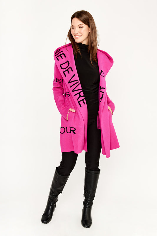 Frank Lyman Open Front Knit Jacket - Fuchsia/Black
