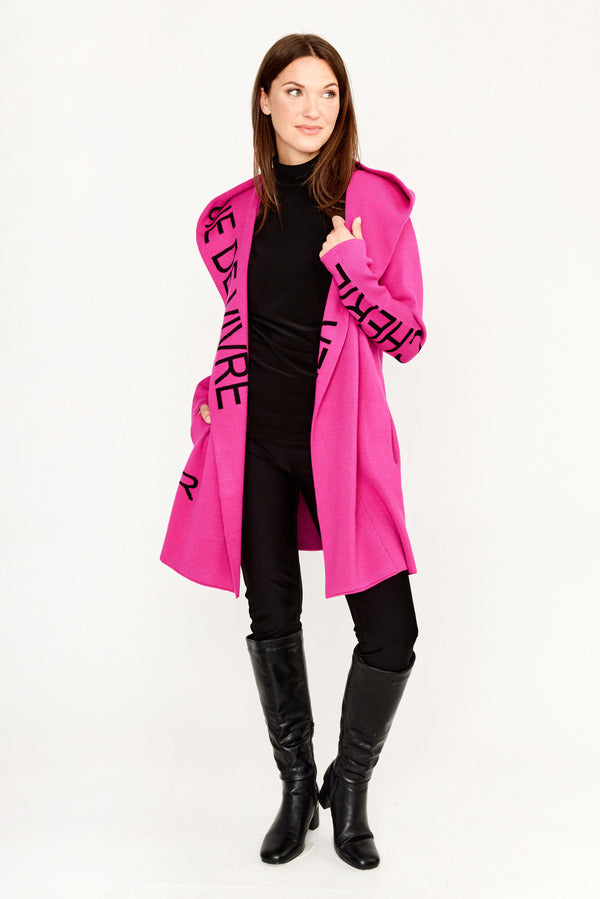 Frank Lyman Open Front Knit Jacket - Fuchsia/Black