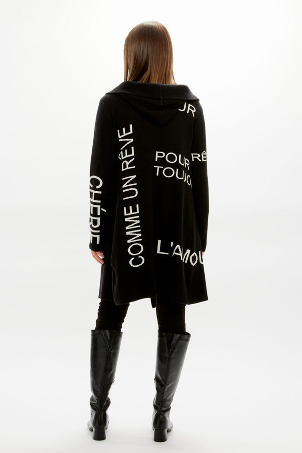 Frank Lyman Open Front Knit Jacket - Black/White