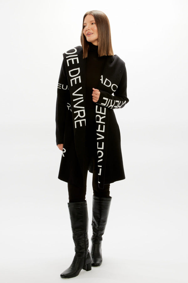 Frank Lyman Open Front Knit Jacket - Black/White