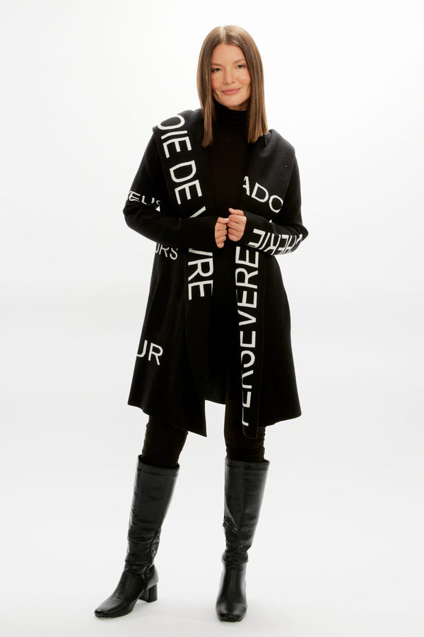 Frank Lyman Open Front Knit Jacket - Black/White