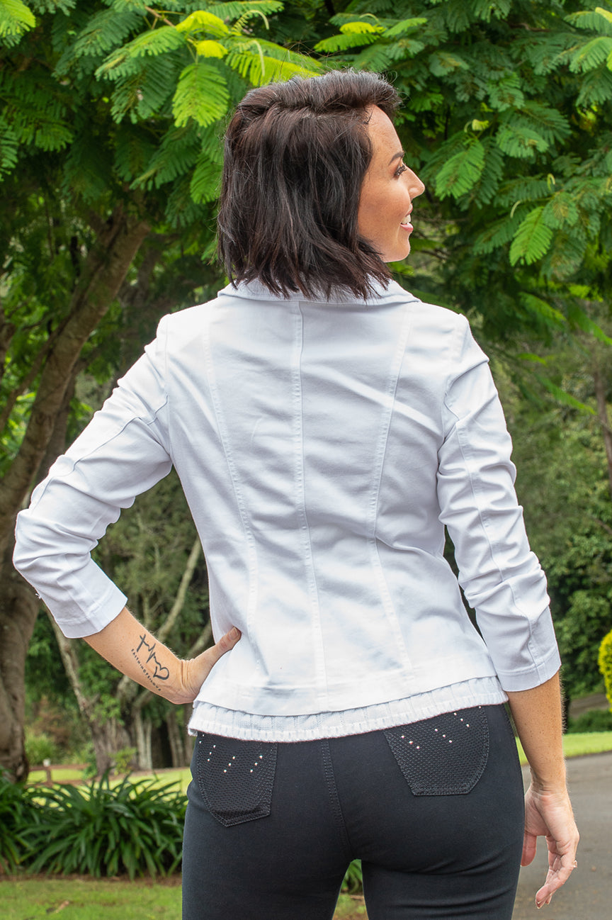 Cable Button Knit Jacket - White