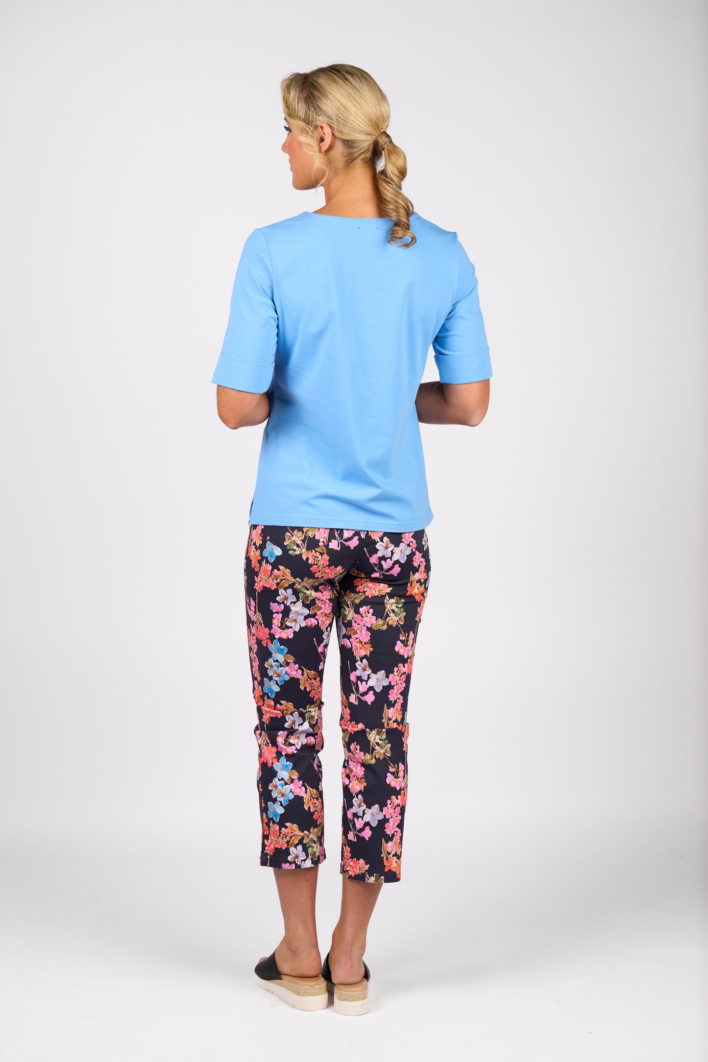 Vassalli V Neck Top - Sky
