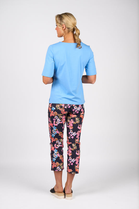 Vassalli V Neck Top - Sky