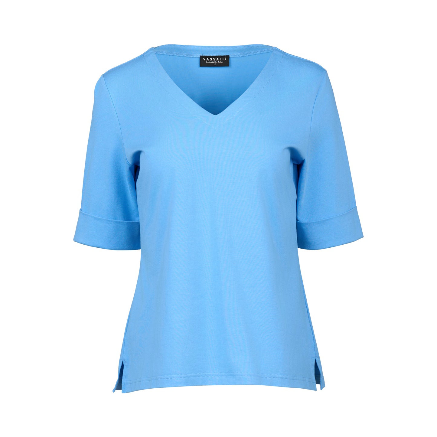 Vassalli V Neck Top - Sky