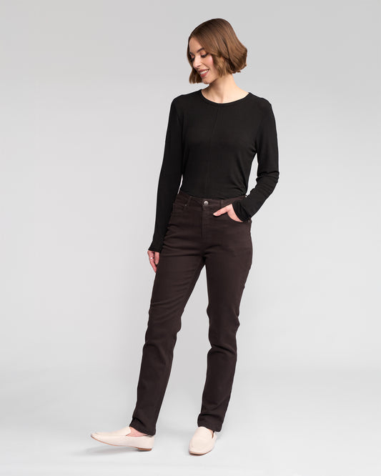 Vassalli Slim Leg Knit Pant - Chocolate