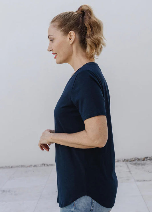 Goondiwindi Cotton V Neck Tee - Navy
